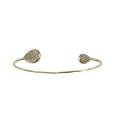 14K Yellow Gold and Diamond Teardrop Open Wire Cuff Bracelet #20518