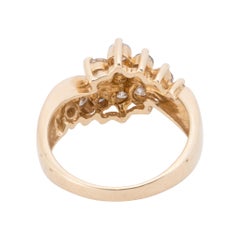 14K Yellow Gold and Diamond Vintage Cluster Estate Ring
