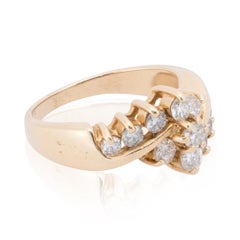 14K Yellow Gold and Diamond Vintage Cluster Estate Ring