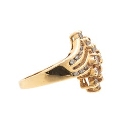 14K Yellow Gold and Diamond Vintage Estate Cluster Ring