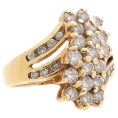 14K Yellow Gold and Diamond Vintage Estate Cluster Ring