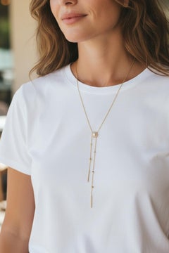 14K Yellow Gold and Diamond "Y" Necklace #24135