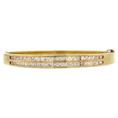 Retro 14K Yellow Gold and Diamonds Bangle Bracelet 