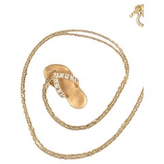 14k Yellow Gold and Diamonds Slipper / Sandal Chain Necklace, Length 17"