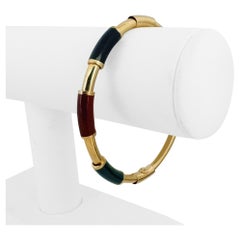14k Yellow Gold and Enamel 11.2g Flex Polished Bangle Italy 7.25"