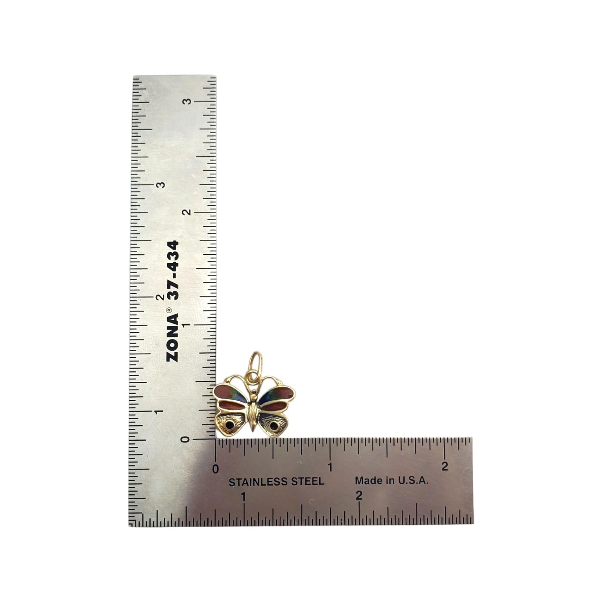 14K Gelbgold und Emaille Schmetterling Anhänger #16019 Damen