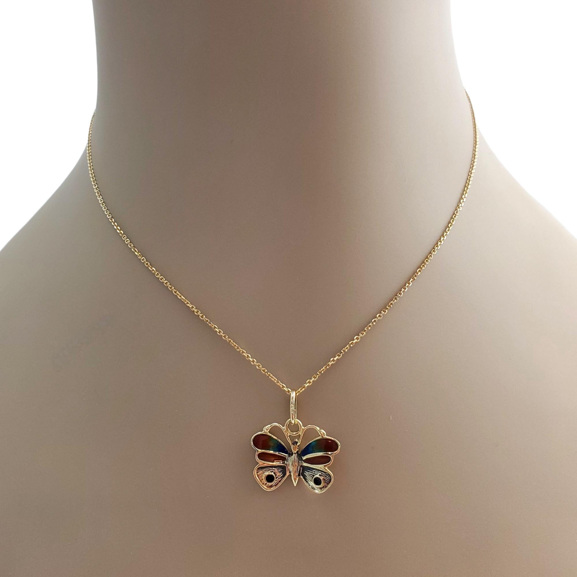 14K Gelbgold und Emaille Schmetterling Anhänger #16019 1