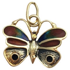 14K Yellow Gold and Enamel Butterfly Pendant #16019