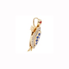 14K Yellow Gold and Enamel Moving Tortoise Charm with Hidden Hinged Compartment