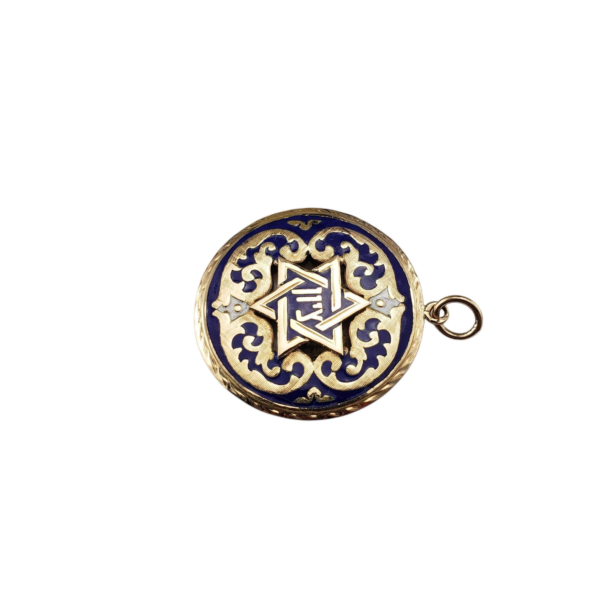 Contemporaneo Ciondolo con stella di David/Tempio Menorah in oro giallo 14K e smalto Zion #21467 in vendita
