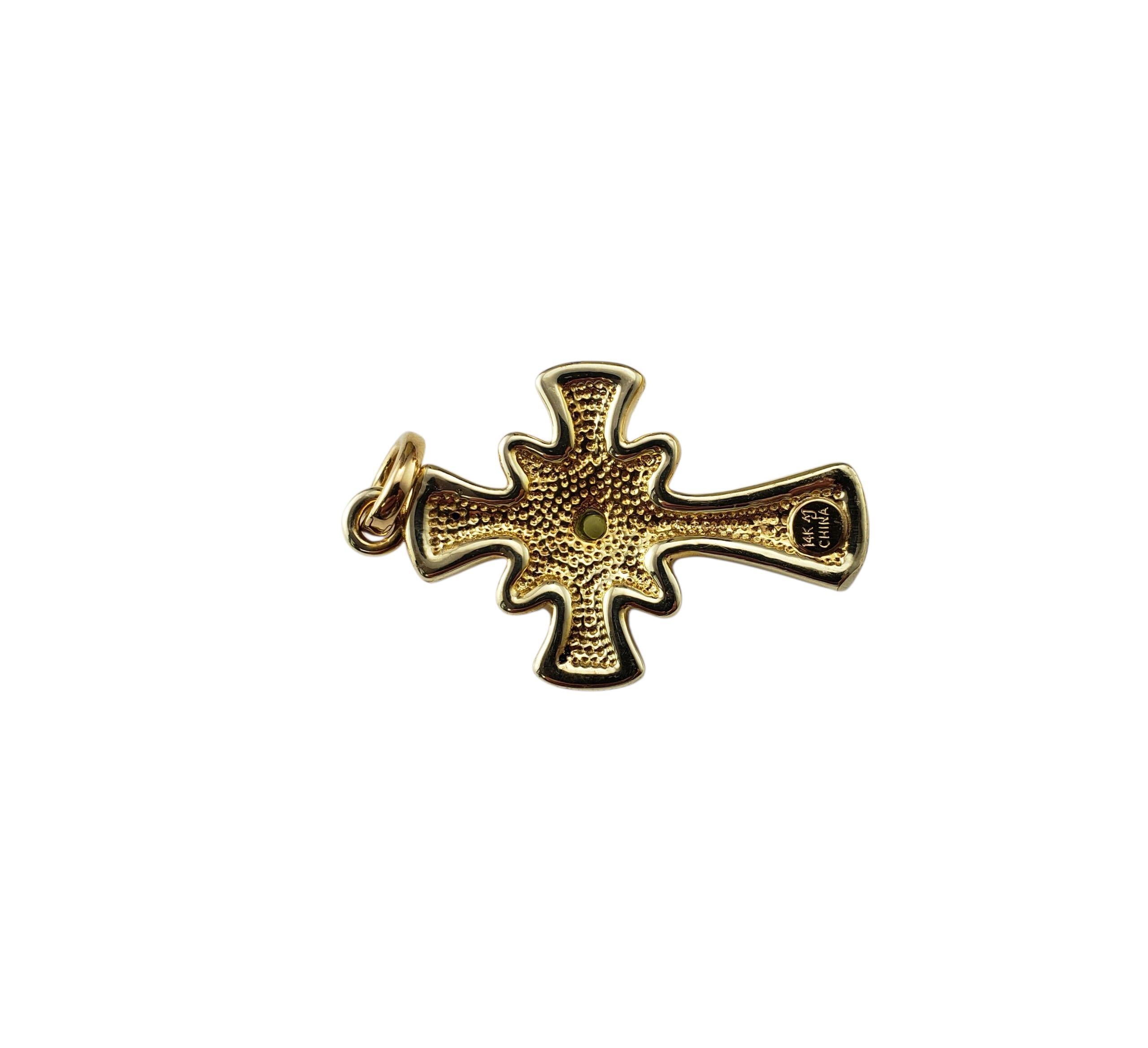 Women's 14K Yellow Gold and Green Cabochon Stone Cross Pendant #22449