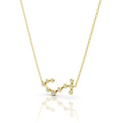14k Yellow Gold and Lab Diamond Scorpio Constellation Zodiac Necklace
