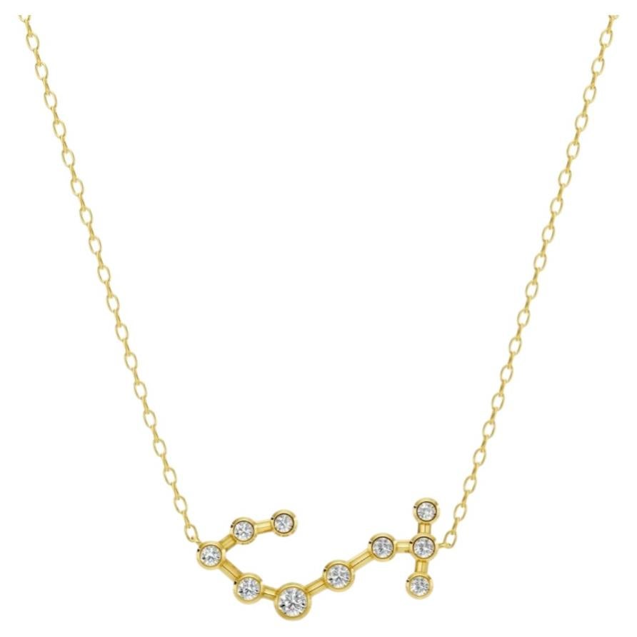 Collar Zodiaco Constelación Escorpio en Oro Amarillo de 14k y Diamantes Lab en venta