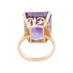 14K Yellow Gold and Large Amethyst Statement Ring