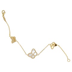 14K Yellow Gold and Mother of Pearl Butterfly Chain Bracelet