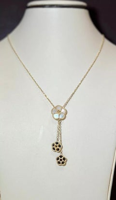 Collier de fleurs en or jaune 14K et nacre