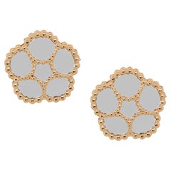 14K Yellow Gold and Mother of Pearl Womens Stud Earrings