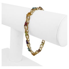 14k Yellow Gold and Multi Gemstone 8.7g Ladies X Link Bracelet 7.25"