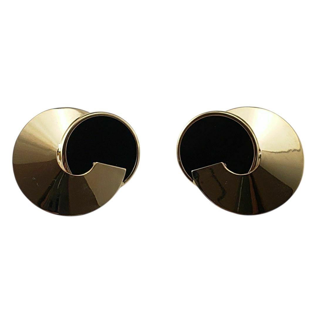Taille mixte Boucles d'oreilles en or jaune 14K et onyx #22447 en vente