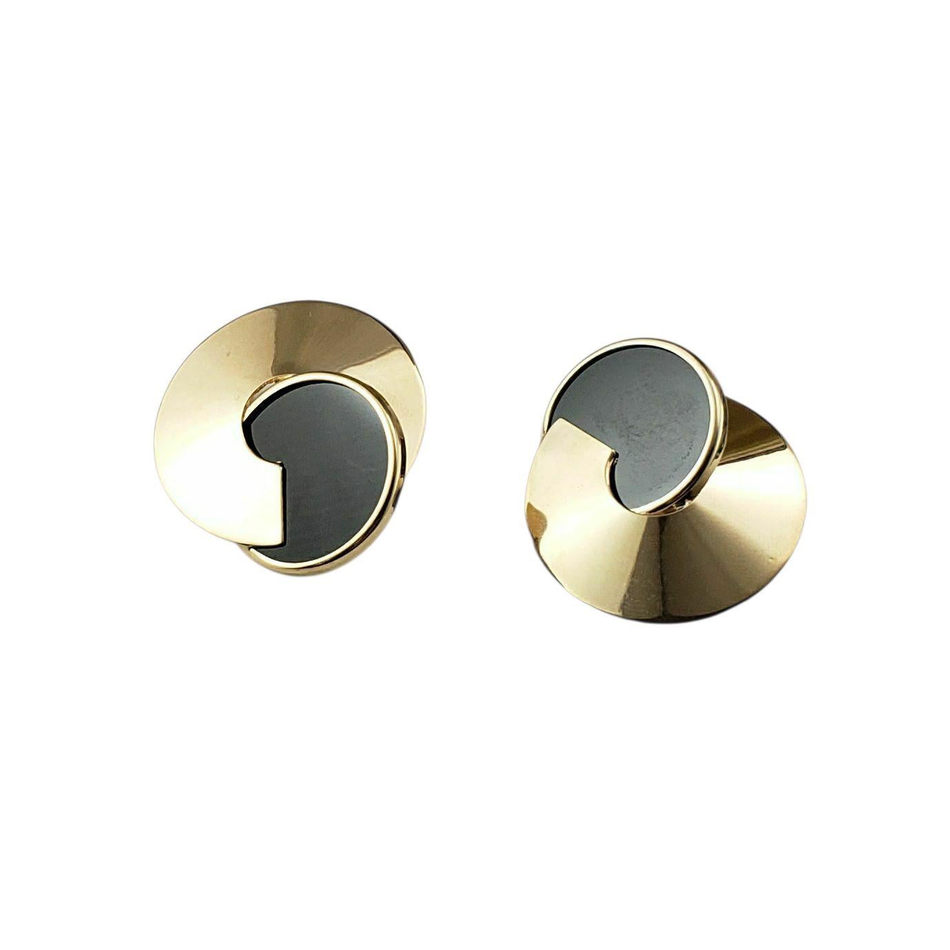 Boucles d'oreilles en or jaune 14K et onyx #22447 Pour femmes en vente