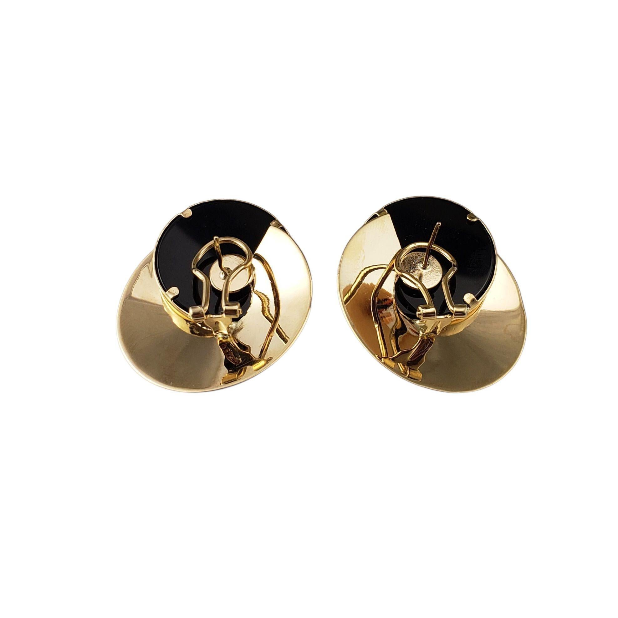 Boucles d'oreilles en or jaune 14K et onyx #22447 en vente 1