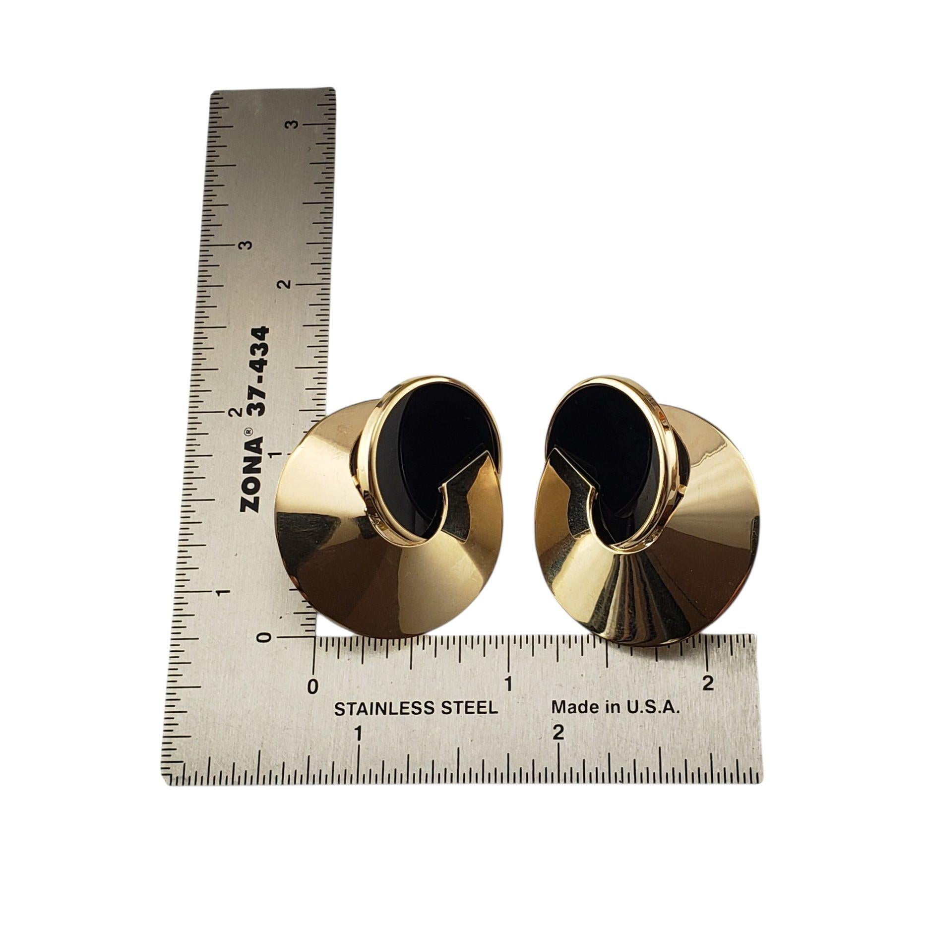 Boucles d'oreilles en or jaune 14K et onyx #22447 en vente 2