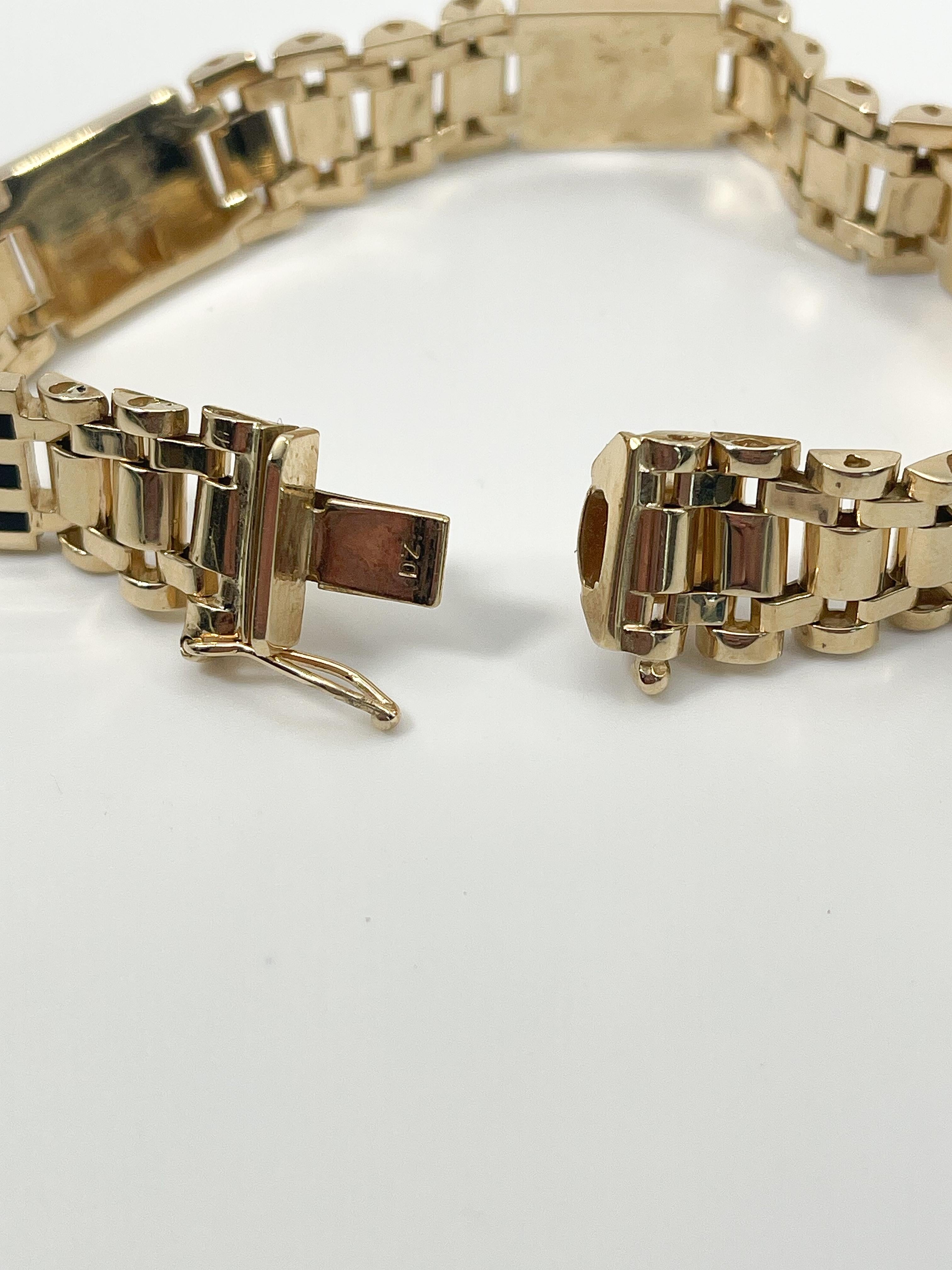 Bracelet pour hommes en or jaune 14 carats et onyx Excellent état - En vente à Stuart, FL