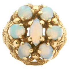 14k Yellow Gold and Opal Large Cocktail Ring Size 7.5