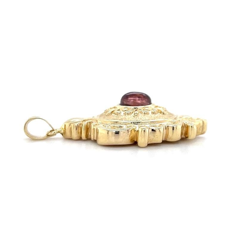 14k Gelbgold und ovaler Cabochon-Turmalin-Anhänger für Damen oder Herren