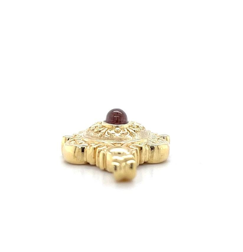 14k Gelbgold und ovaler Cabochon-Turmalin-Anhänger 1