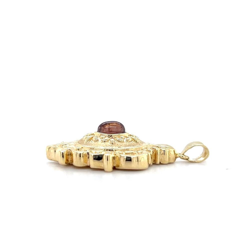 14k Gelbgold und ovaler Cabochon-Turmalin-Anhänger 2