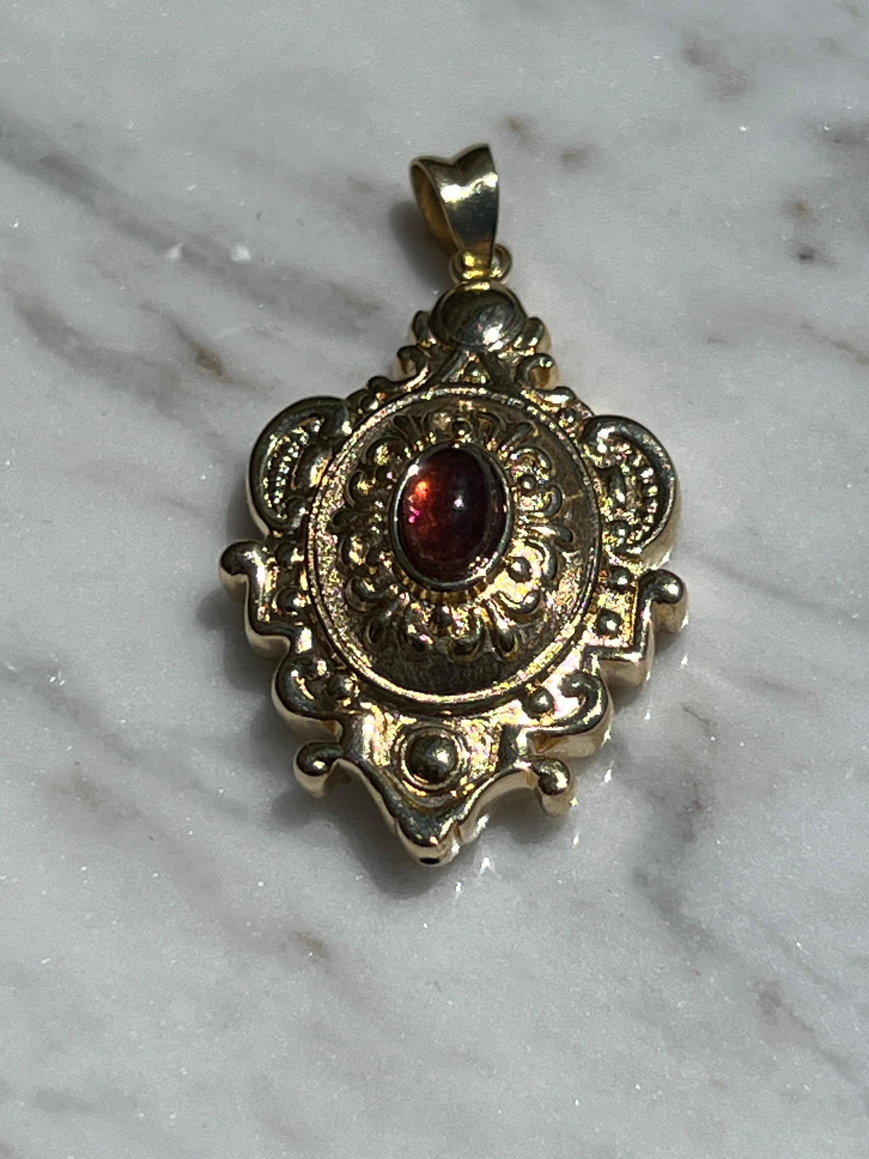 14k Gelbgold und ovaler Cabochon-Turmalin-Anhänger 3