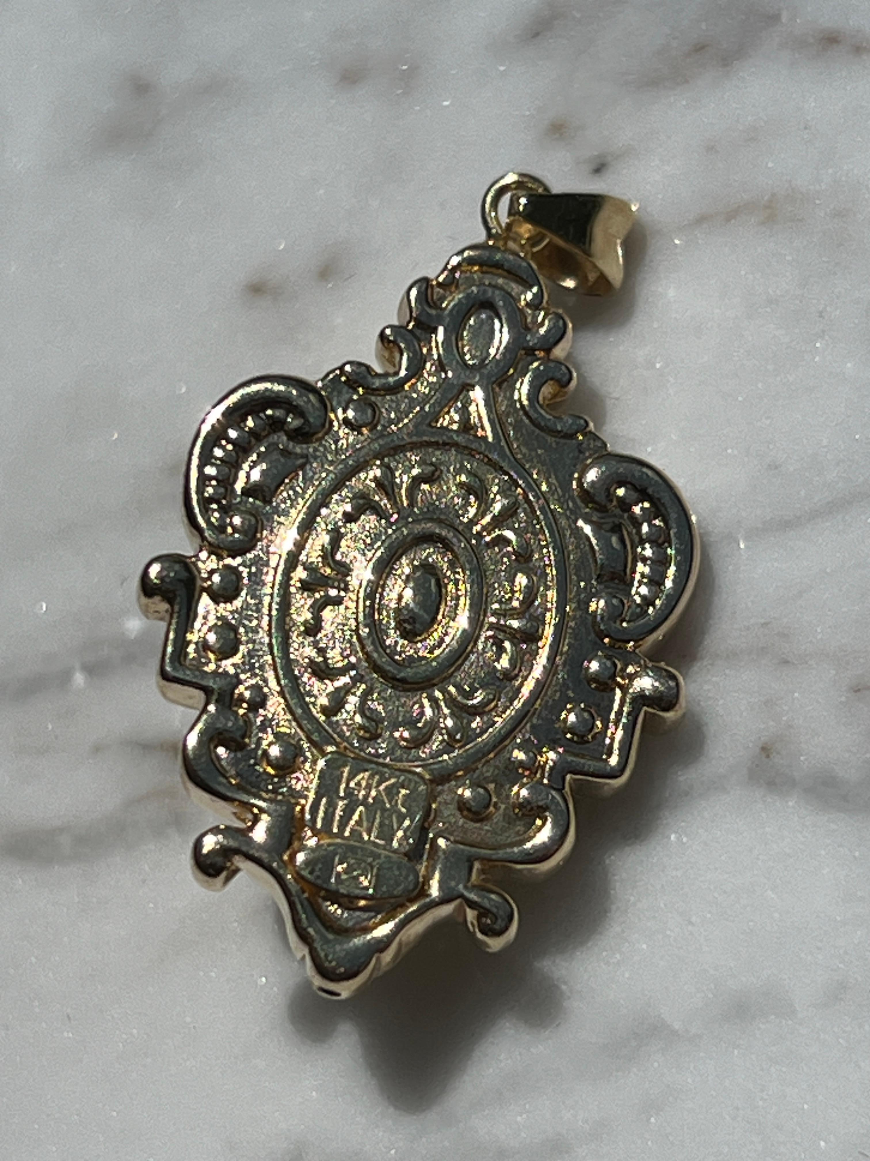 14k Gelbgold und ovaler Cabochon-Turmalin-Anhänger 5