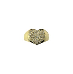 14K Yellow Gold and Pave Diamond Heart Ring Size 6.5 #20013