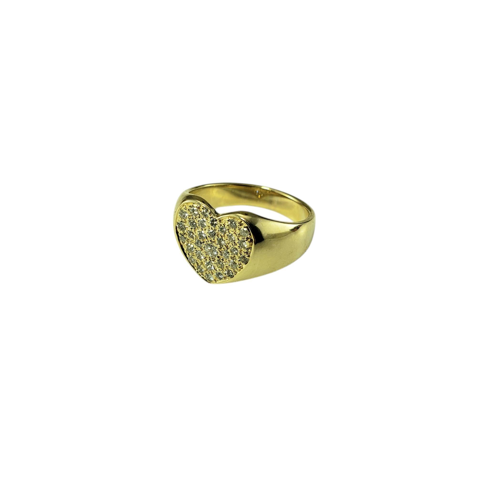 Brilliant Cut 14K Yellow Gold and Pave Diamond Heart Ring Size 6.5 #20013 For Sale