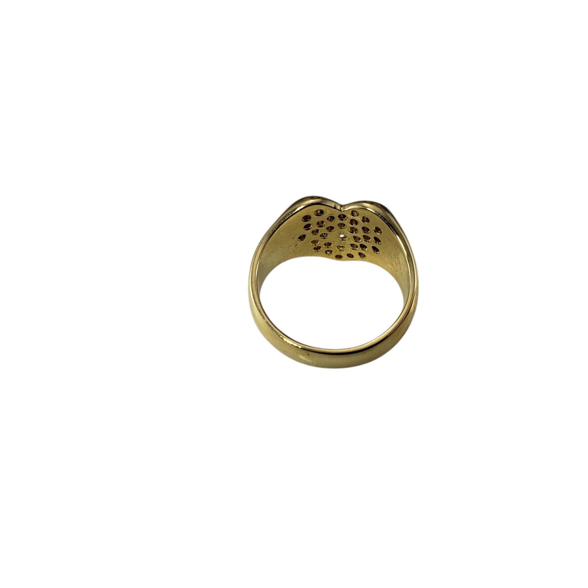 14K Yellow Gold and Pave Diamond Heart Ring Size 6.5 #20013 In Good Condition For Sale In Washington Depot, CT