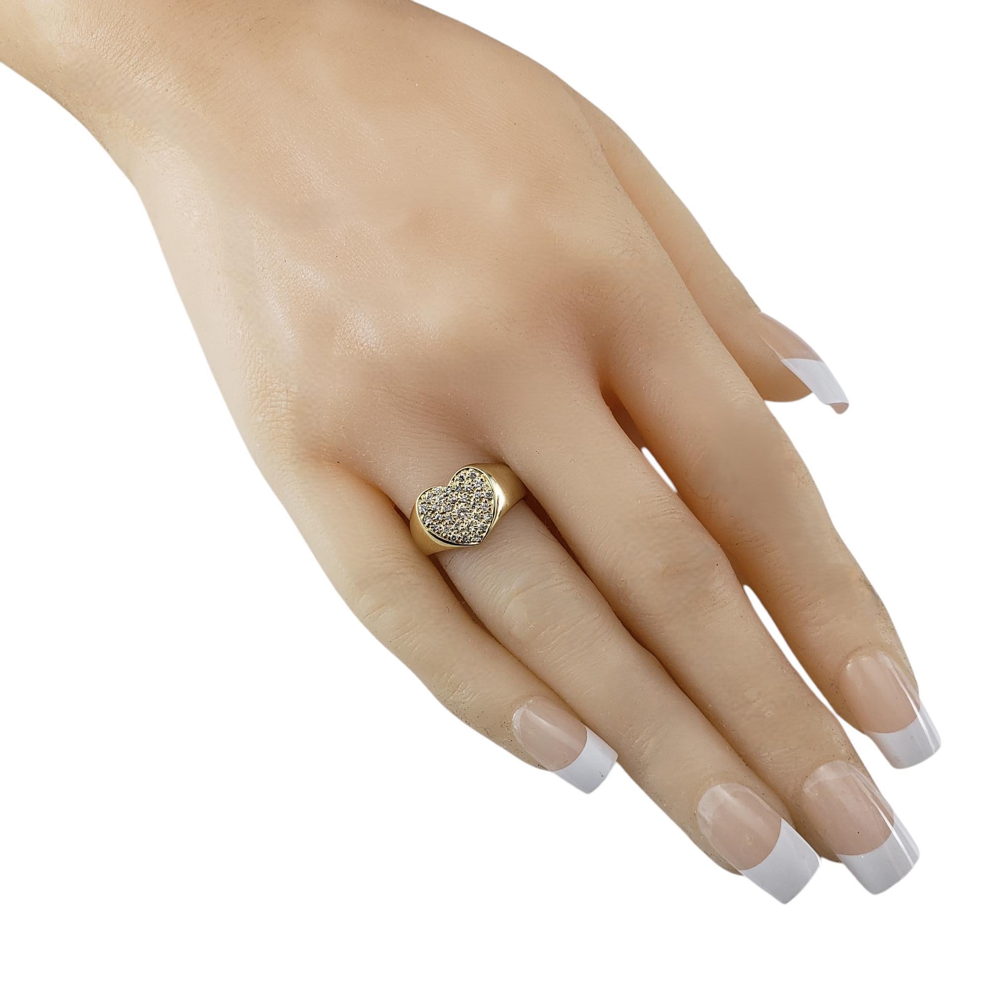 Women's 14K Yellow Gold and Pave Diamond Heart Ring Size 6.5 #20013 For Sale