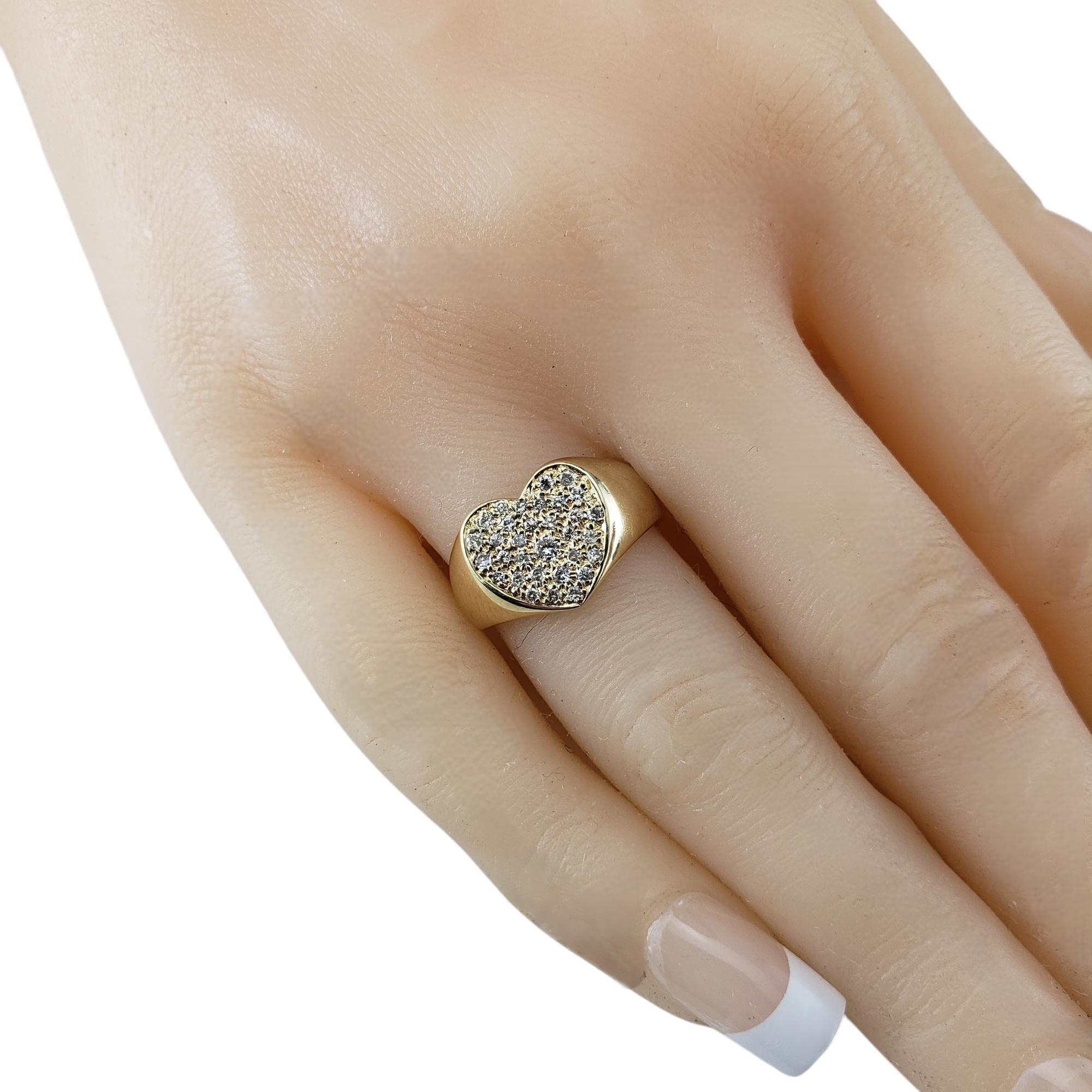 14K Yellow Gold and Pave Diamond Heart Ring Size 6.5 #20013 For Sale 1