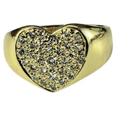 14K Yellow Gold and Pave Diamond Heart Ring Size 6.5 #20013