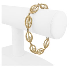 14k Yellow Gold and Pearl 24.7g Heavy Fancy Link Bracelet 8"