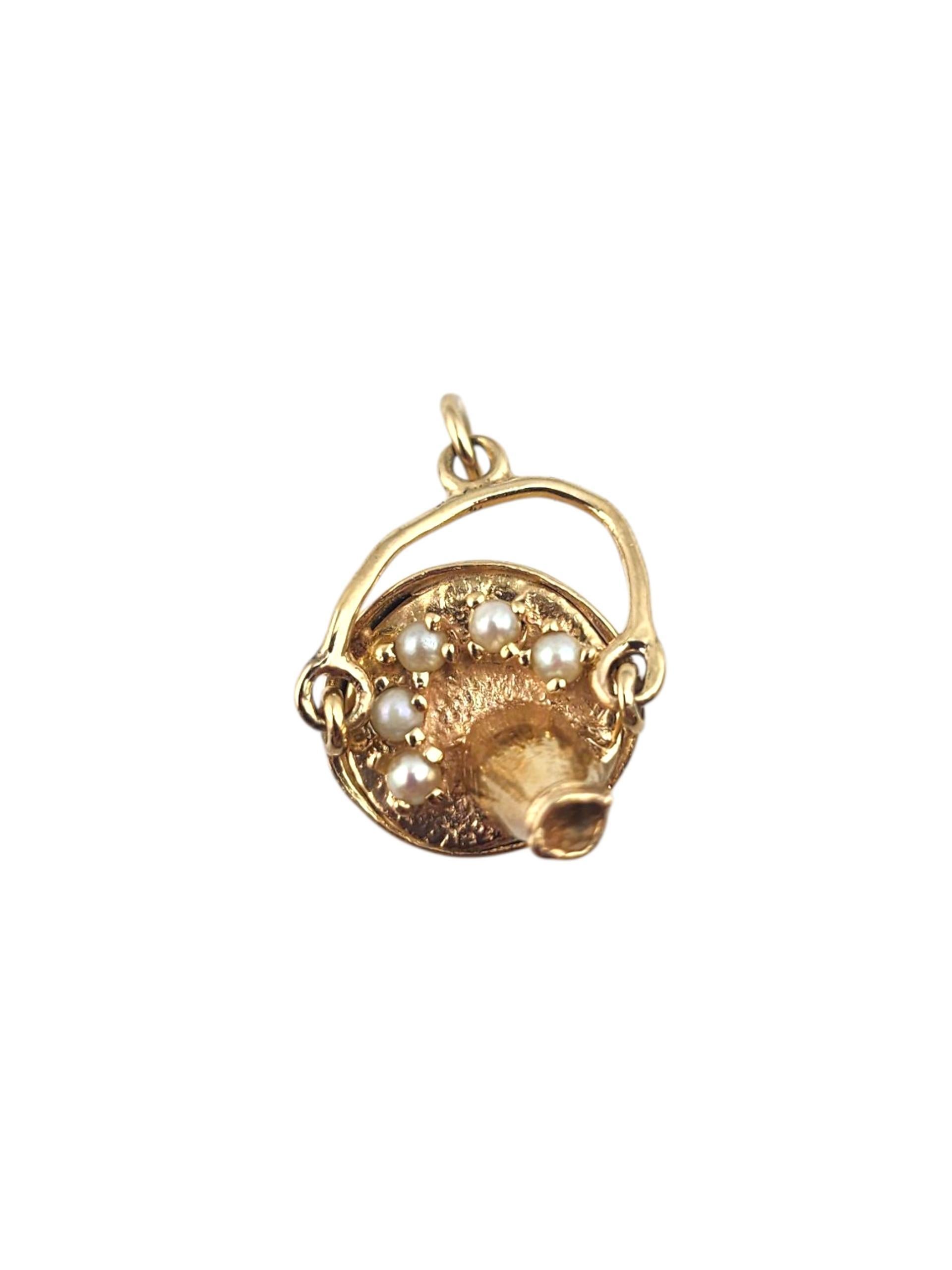 Charm pour seau à champagne en or jaune 14K et perles #22000 Bon état - En vente à Washington Depot, CT