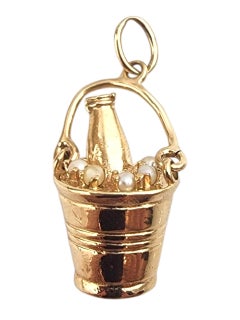 Charm pour seau à champagne en or jaune 14K et perles #22000