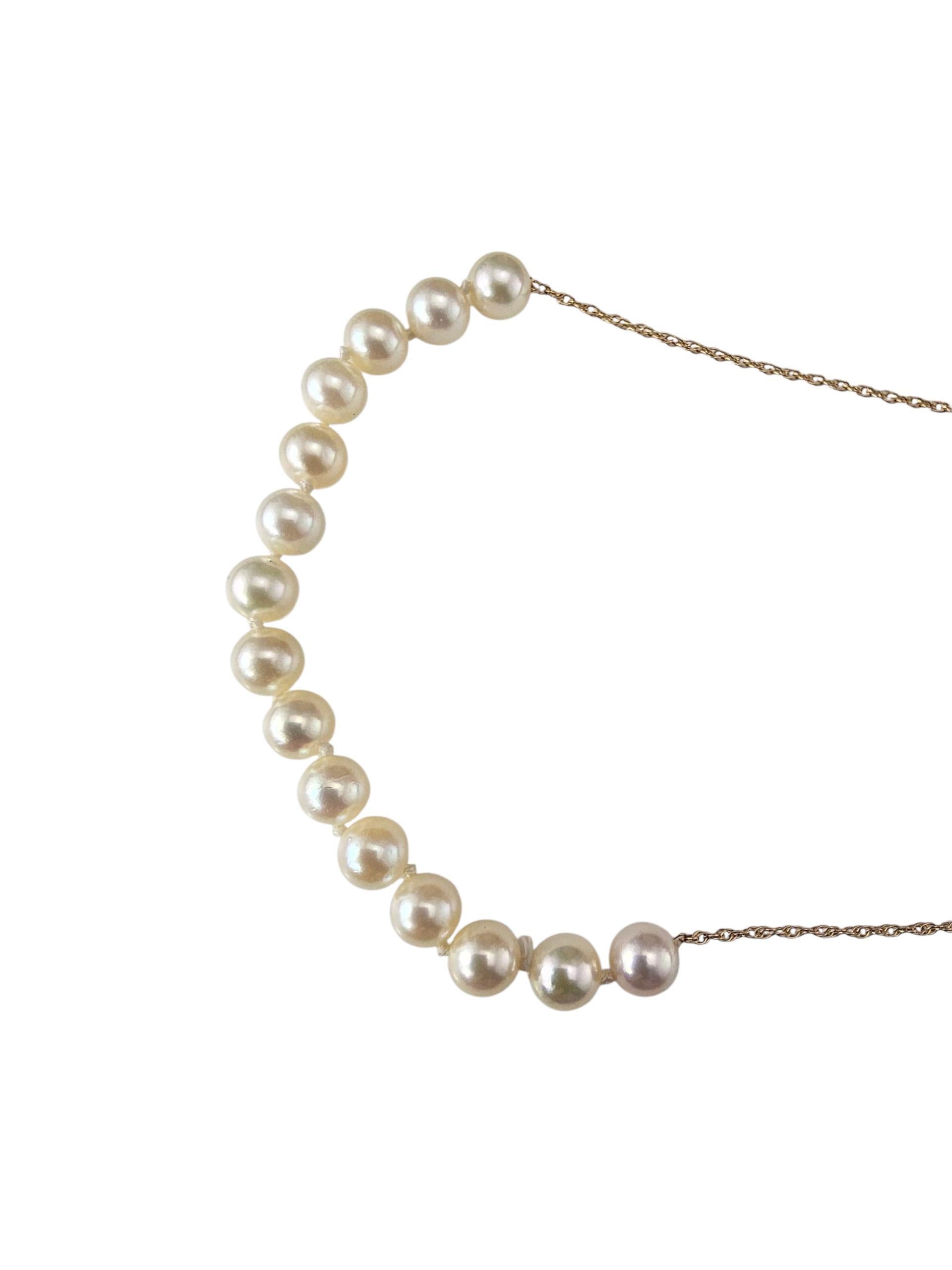 Taille ronde Collier en or jaune 14K et perles #24000 en vente