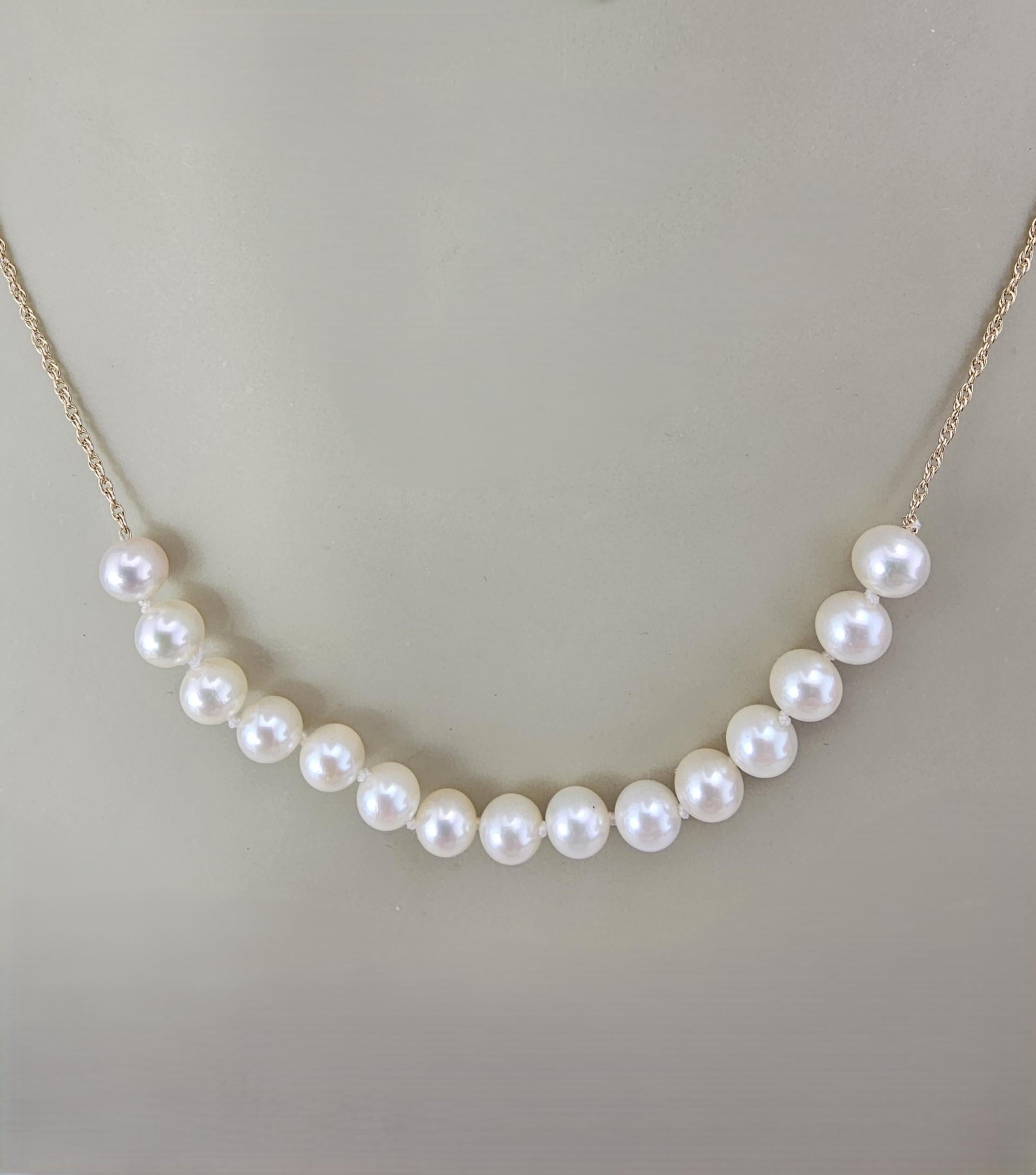 Collier en or jaune 14K et perles #24000 en vente 1