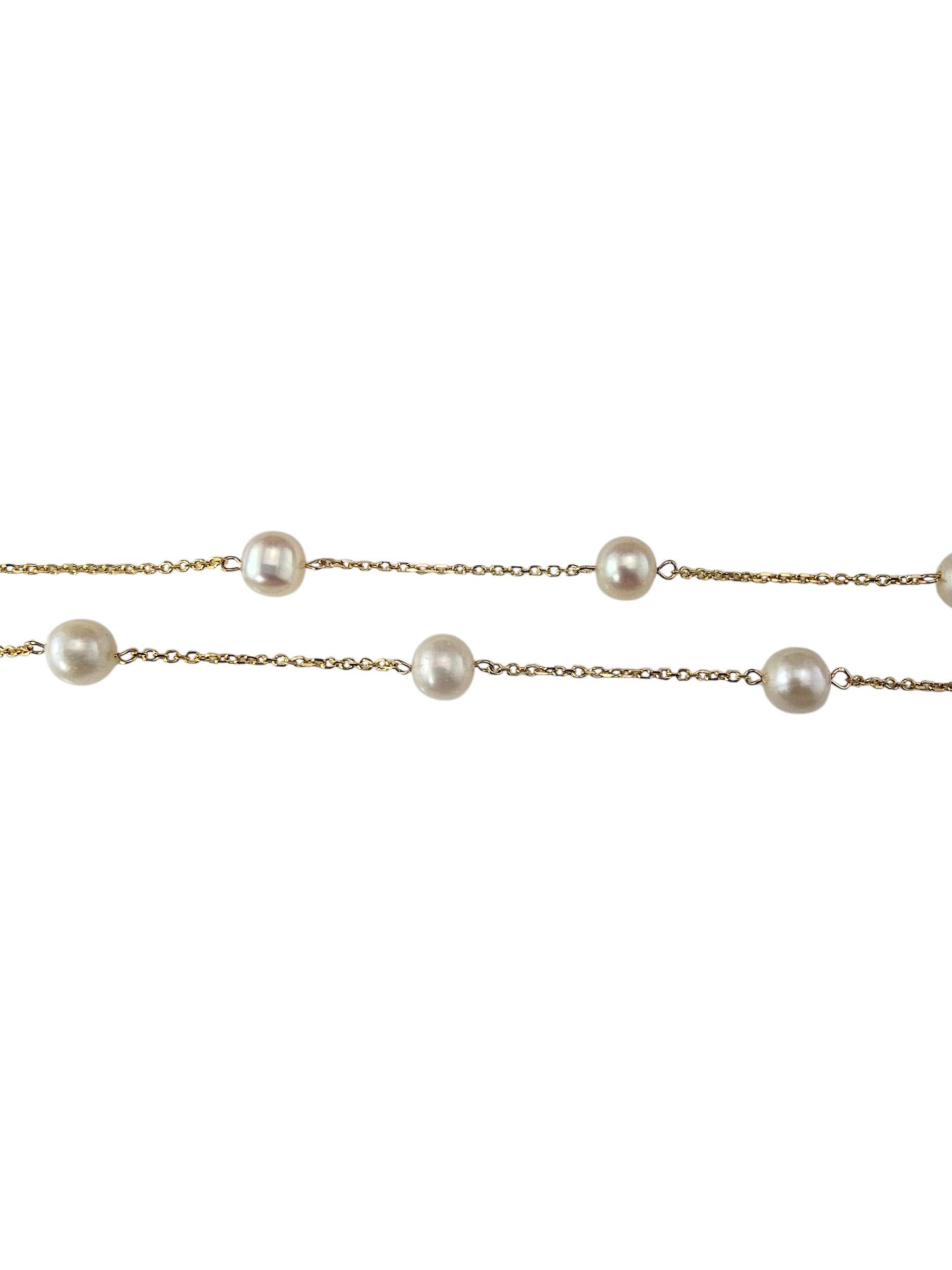 Contemporain Collier en or jaune 14K et perles #23997 en vente