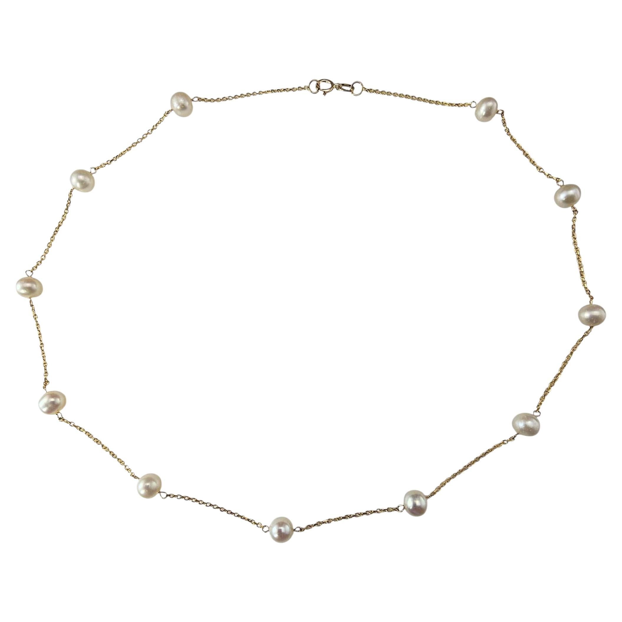 14K Yellow Gold and Pearl Station Necklace #23997