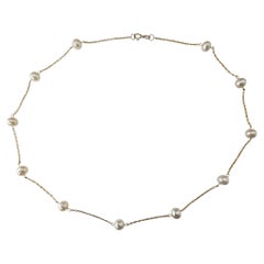 14K Yellow Gold and Pearl Station Necklace #23997