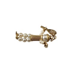 14K Yellow Gold and Pearl Tennis Player Charm #20927