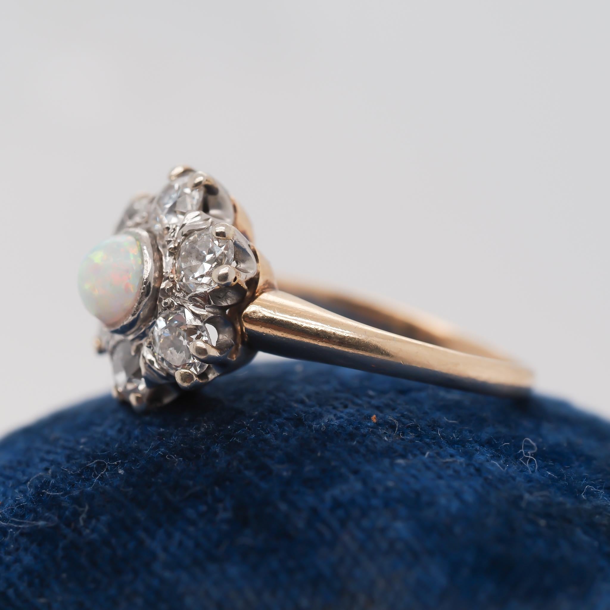 Year: 1900s
Item Details:
Ring Size: 5.25 (Sizable)
Metal Type: 14k Yellow Gold, and Platinum Top [Hallmarked, and Tested]
Weight: 3.65 grams
Diamond Details: .60ct total weight, old mine brilliant cut, G Color, VS/SI Clarity
Center Stone: Natural