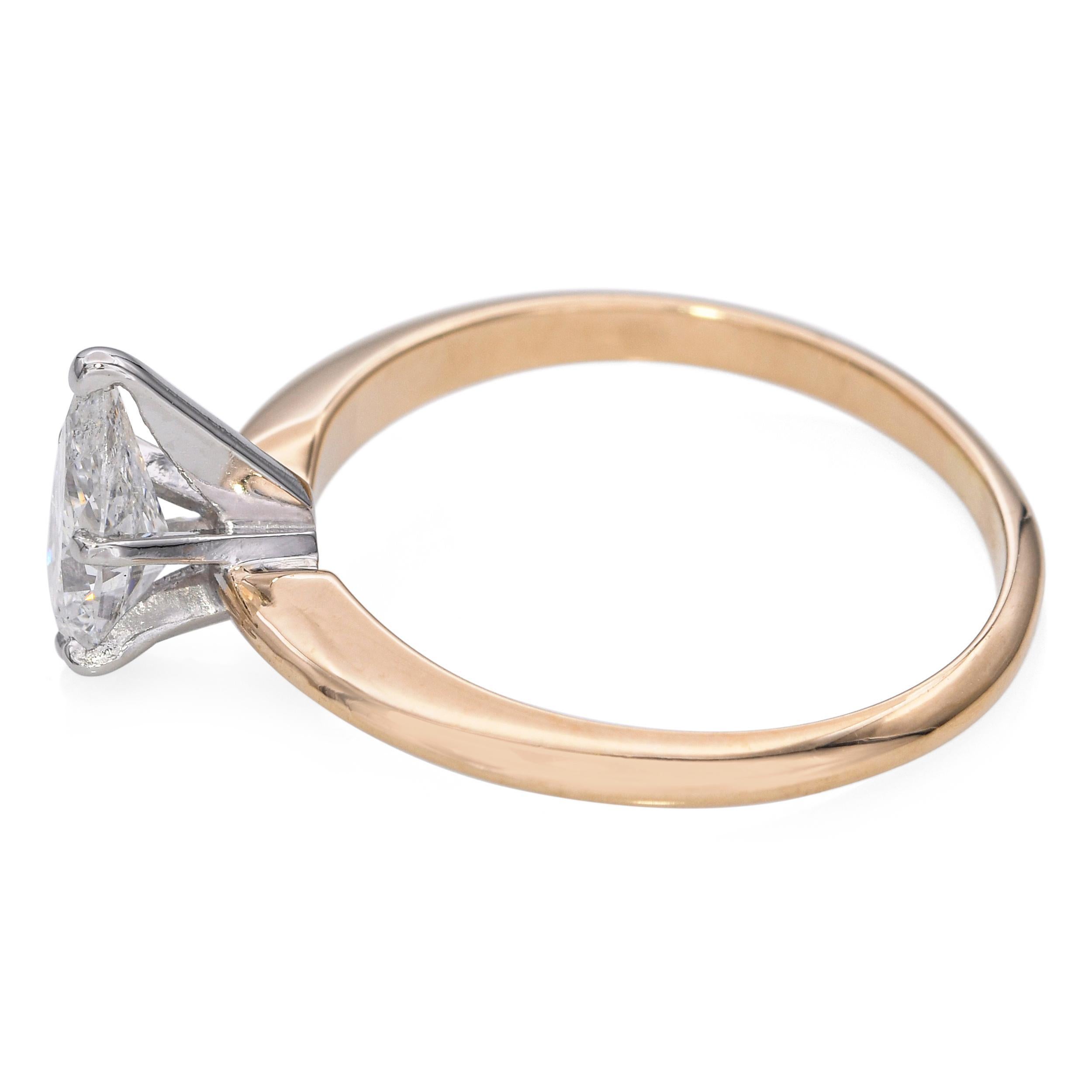 Anillo de compromiso de oro amarillo de 14k y platino GIA G I1 0,76 ct Diamante en forma de pera en Bueno estado para la venta en New York, NY